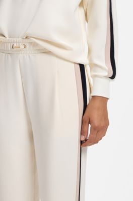 Tracksuit bottoms with signature-stripe details, Natural