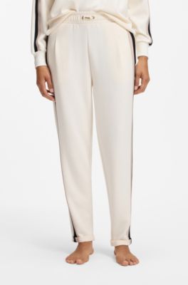 Tracksuit bottoms with signature-stripe details, Natural
