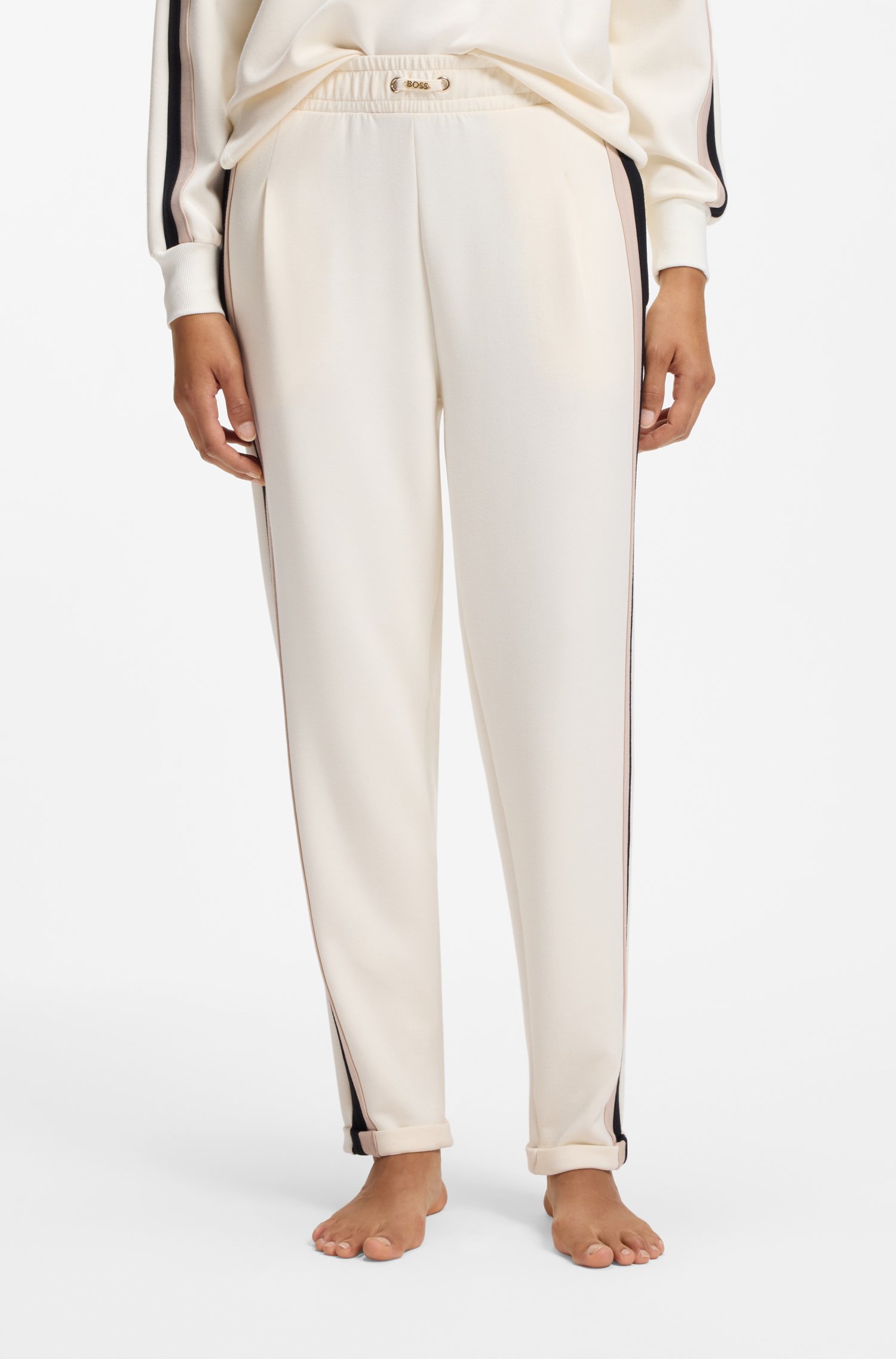 Boss Tracksuit bottoms with signature-stripe details byxor dam