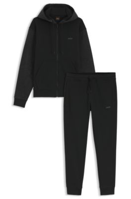 Relaxed-fit tracksuit set in cotton terry, Black
