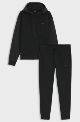 Relaxed-fit tracksuit set in cotton terry, Black
