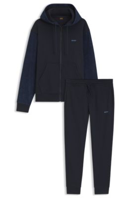 Relaxed-fit tracksuit set in cotton terry, Dark Blue