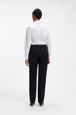 Slim-fit cotton-blend blouse with side zip, White