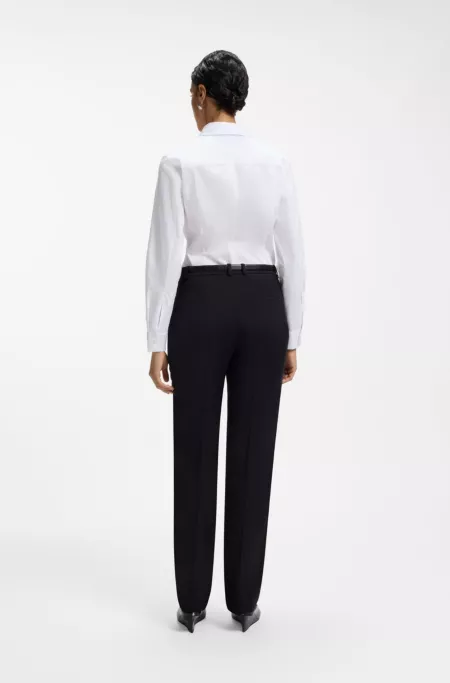 Slim-fit cotton-blend blouse with side zip