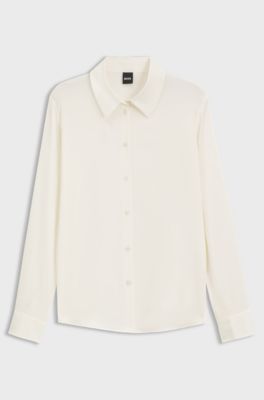 Stretch-silk blouse, Natural