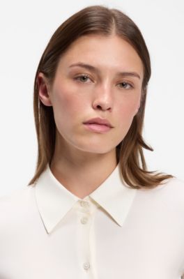 Stretch-silk blouse, Natural