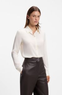 Stretch-silk blouse, Natural