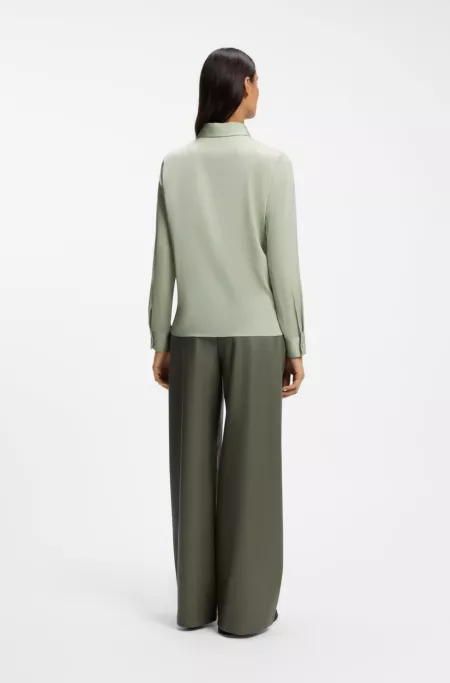 Regular-fit blouse in stretch silk