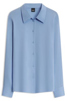 Stretch-silk blouse, Light Blue