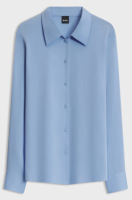 Stretch-silk blouse, Light Blue