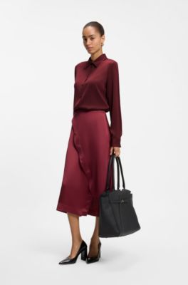 Stretch-silk blouse, Dark Red