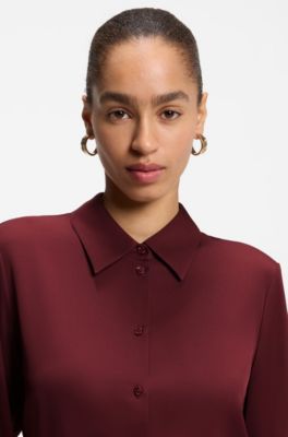 Stretch-silk blouse, Dark Red