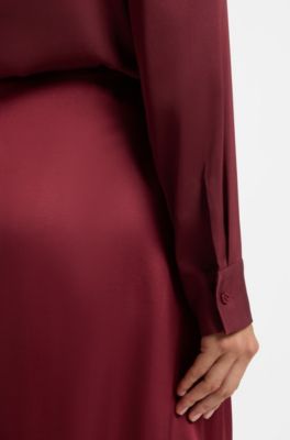 Stretch-silk blouse, Dark Red