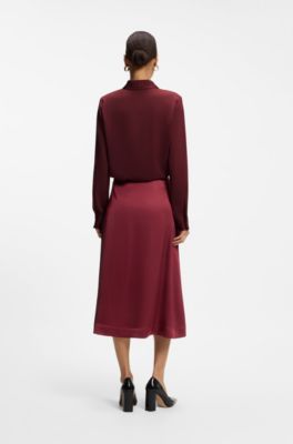 Stretch-silk blouse, Dark Red
