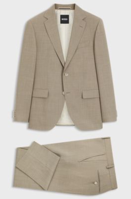 Two-piece regular-fit suit in easy-care fabric, Beige