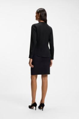 Stretch-silk blouse with gathered details, Black
