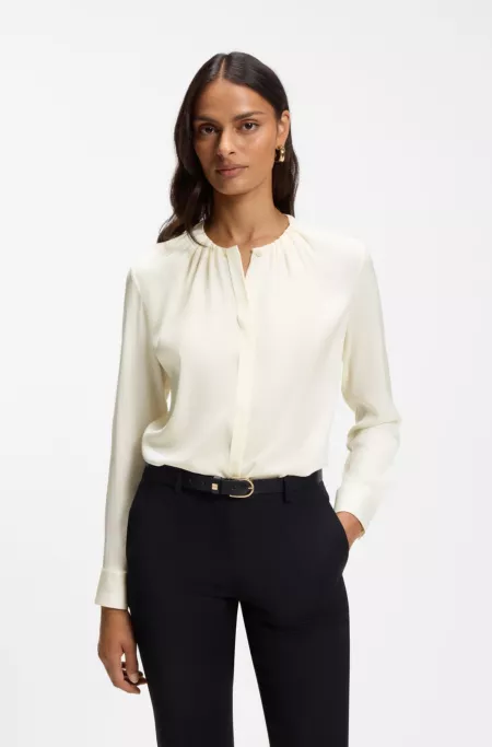 Stretch-silk blouse with gathered details