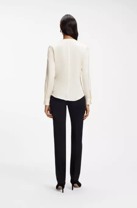 Stretch-silk blouse with gathered details