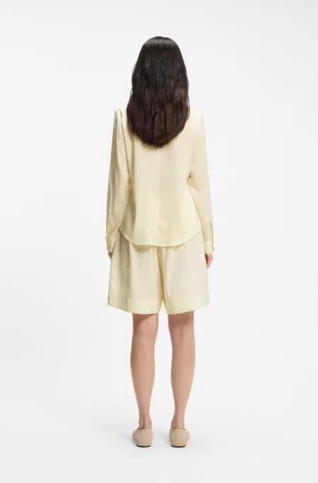 Stretch-silk blouse with gathered details