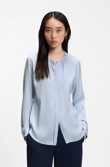 Stretch-silk blouse with gathered details