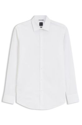 Slim-fit shirt in cotton-blend poplin, White