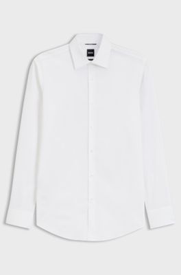 Slim-fit shirt in cotton-blend poplin, Wit