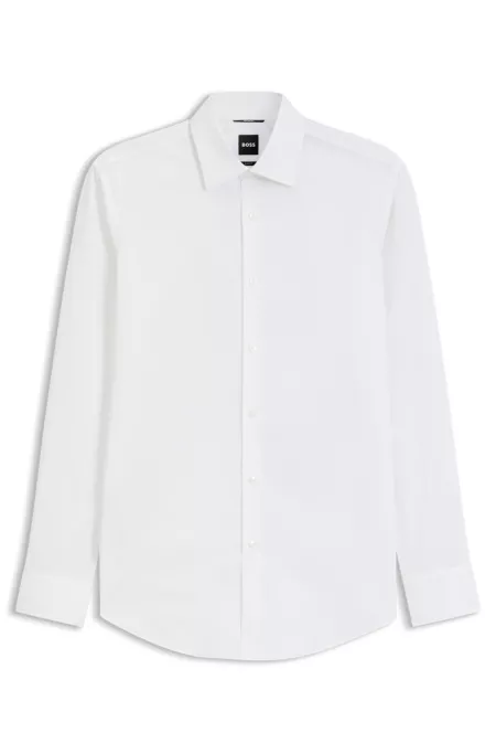Slim-fit shirt in cotton-blend poplin