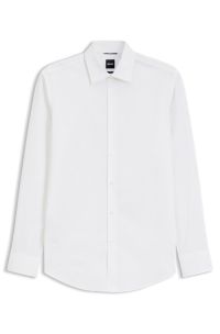 Slim-fit shirt in cotton-blend poplin, White