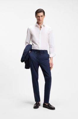 Slim-fit shirt in cotton-blend poplin, White