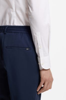 Slim-fit shirt in cotton-blend poplin, White