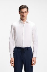 Slim-fit shirt in cotton-blend poplin, White
