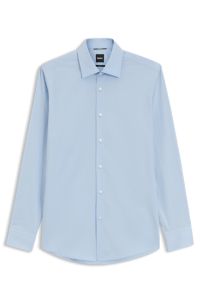 Slim-fit shirt in cotton-blend poplin, Light Blue