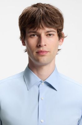Slim-fit popeline overhemd van een katoenmix, Lichtblauw