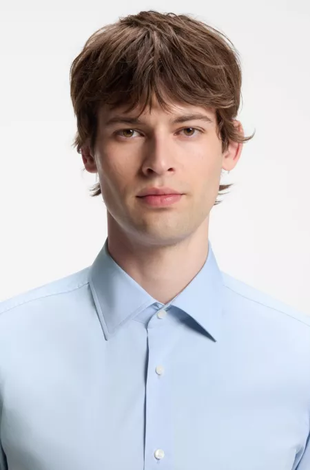 Slim-fit shirt in cotton-blend poplin