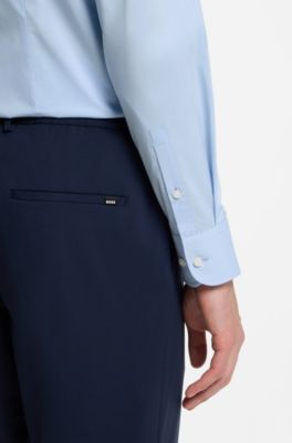 Slim-fit popeline overhemd van een katoenmix, Lichtblauw
