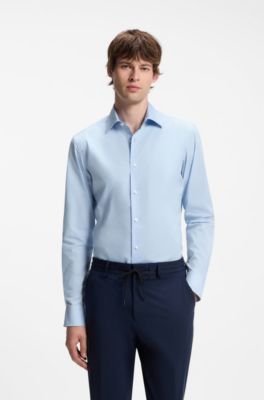 Slim-fit popeline overhemd van een katoenmix, Lichtblauw