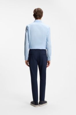 Slim-fit popeline overhemd van een katoenmix, Lichtblauw