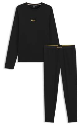 Boss Cotton pyjama set with branded waistband detail pyjamas herr – bild 4