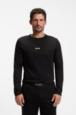 Cotton pyjama set with branded waistband detail