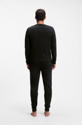 Cotton pyjama set with branded waistband detail, Black