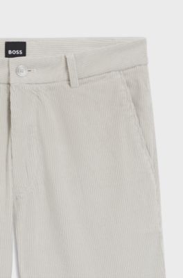 Modern-fit trousers in cotton-blend corduroy, Natural