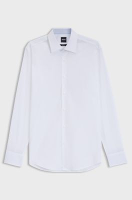 Camicia slim fit in cotone elasticizzato facile da stirare, Bianco