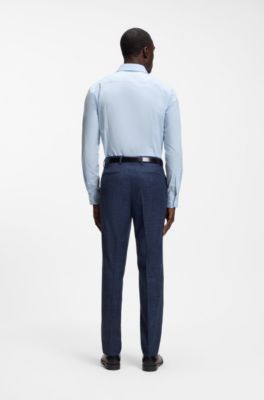 Camicia slim fit in cotone elasticizzato facile da stirare, Celeste