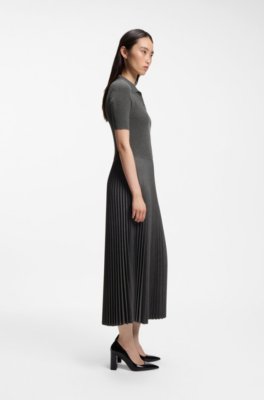 Short-sleeved polo dress with pleated skirt