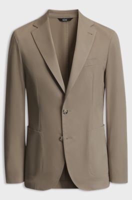 Slim-fit stretch-cotton blazer, Light Brown