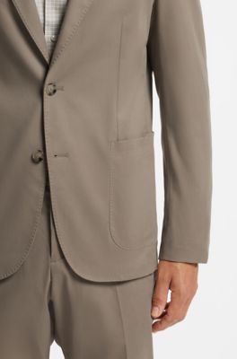 Slim-fit stretch-cotton blazer, Light Brown