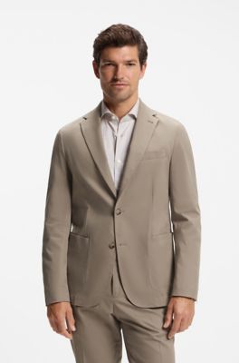 Slim-fit stretch-cotton blazer, Light Brown