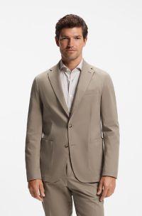 Slim-fit stretch-cotton blazer, Light Brown