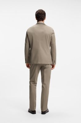 Slim-fit stretch-cotton blazer, Light Brown