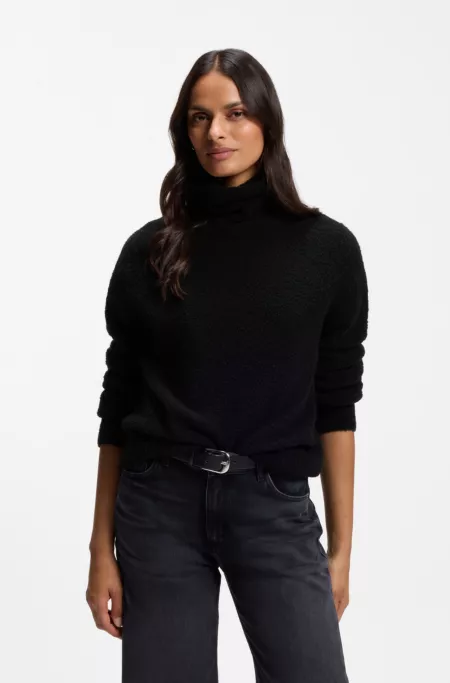 Pull à col roulé en mélange de laine vierge bouclée